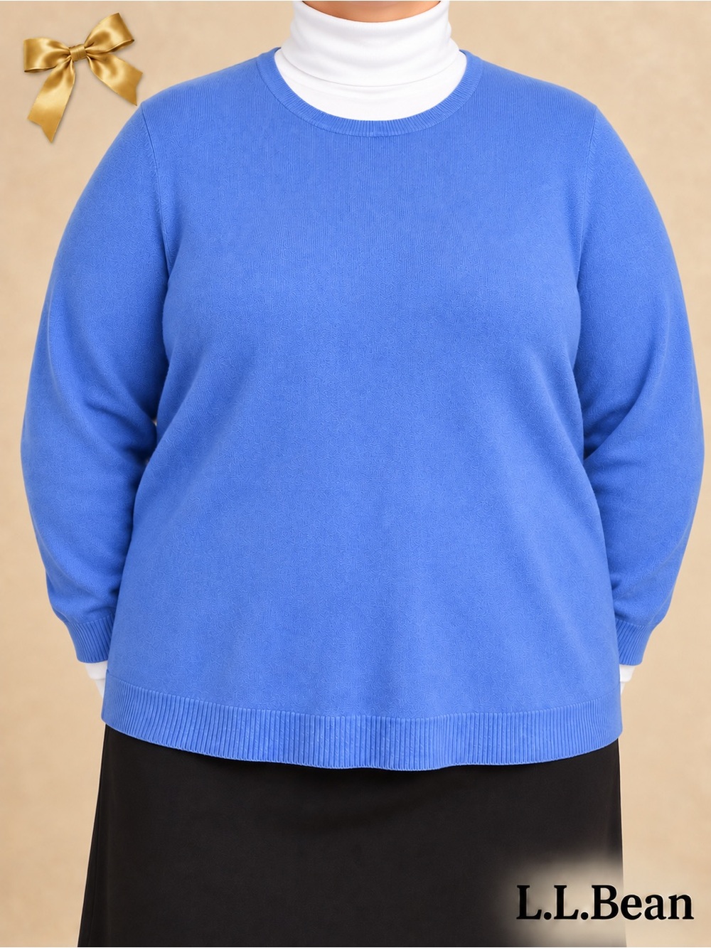 L.L.Bean 100% Cashmere Blue Crewneck Sweater 3X